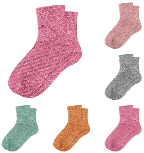 Générique 5pcs Chaussettes Paillettes Femme Chaussette d'hiver à Pour Femme Multicolore Costume Chaussettes de Maison Chaussette de Pour Fêtes Cosplay Antidérapante