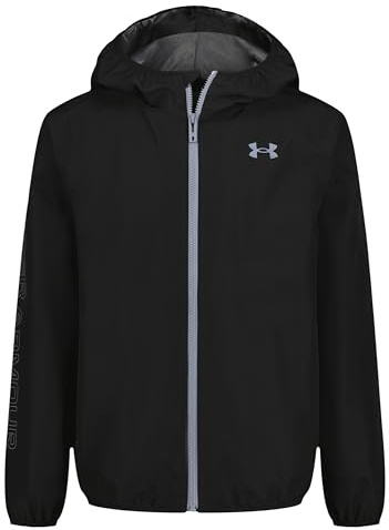 Under Armour Veste coupe-vent garçon Wintuck Wordmark avec UA Storm – déperlante & coupe-vent, 5K/5K respirante, doublure mesh, 6–14 ans