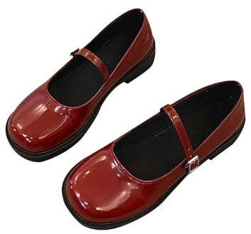 Dam Mary Jane-skor, blockklack, pumps med klack, bekväma ballerina-skor, eleganta kvällsskor, spänne, fritidsskor, mjuka, bekväma slip-skor, lätta halvskor, enfärgade, dansskor