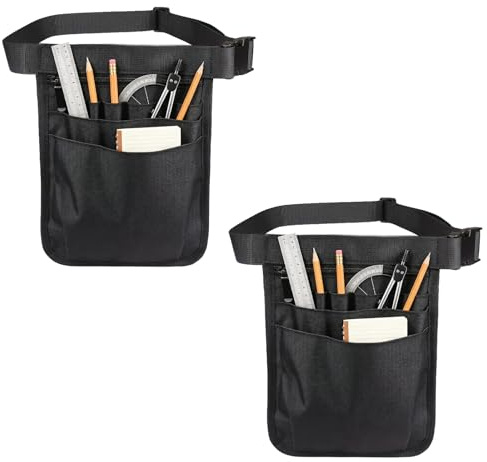Foonary lot de 2 sacs banane noirs, sacs de hanche pour femmes et hommes avec ceinture réglable, sacs de serveur pour le personnel soignant, les dentistes et les vétérinaires, sacs à outils pratiques
