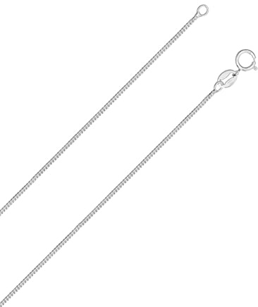 14 Inch Sterling Silver 1.0 mm Wide Diamond Cut Curb Chain Necklace for Children Unisex Kids Girls Boys - Trace/Fine Silver Chain Ideal for Childrens/Smaller Pendants Weight: 1.15 Grams