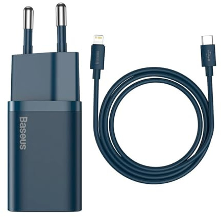 BASEUS Travel Charger Set Super Si 1C QC (with Simple Wisdom Cable Tipo-C to Lightning 1m) 20W Blue (TZCCSUP-B03)
