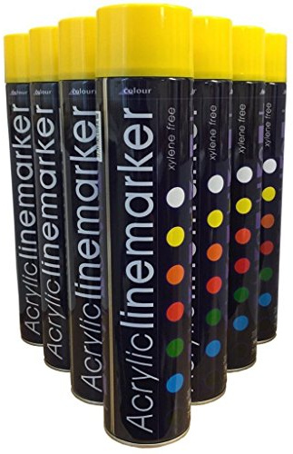 (PACK OF 6) Large 750ml YELLOW Line Marking Spray paint survey builders marker Sports Grounds