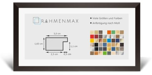 RahmenMax Morena - Cornice portafoto in legno, 26 x 66 cm, profilo moderno molto angolare, 66 x 26 cm, ampia scelta di colori: marrone scuro con vetro sintetico trasparente 1 mm