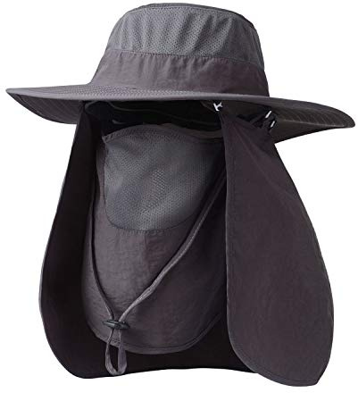 Fishing Hat,Sun Cap with UPF 50+ Sun Protection and Neck Flap,for Man and Women Dark Gray