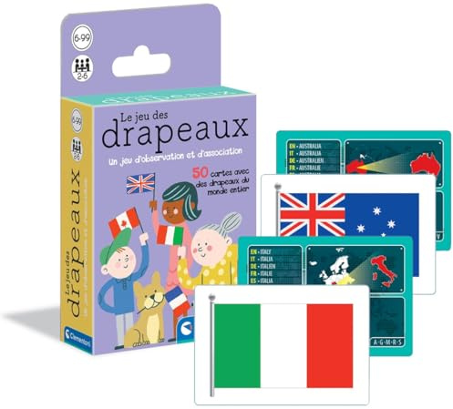 Jeu des Drapeaux - Jeu de Société Éducatif 50 Cartes Pays - Dès 6 Ans
