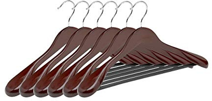 Perchas de Madera para Chaqueta Nogal Pack 6 COM-FORT HOUSE