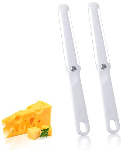 Vokmon 2pcs Cheese Slicer, Cheese Wire Cheese Cutter with Soft Handle for Hard and Semi-Hard Cheese Butter, Chocolate, Jams, and Creams-Long Duration, Cheese Slicers for Block Cheese