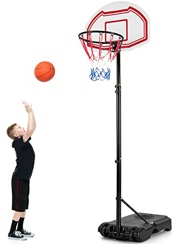 COSTWAY 8.3FT/8.7FT Adjustable Basketball Hoop, Basketball Goal with Shatterproof Backboard and Wheels, Portable Basketball Stand System for Kids Teens Adults(160-210cm)