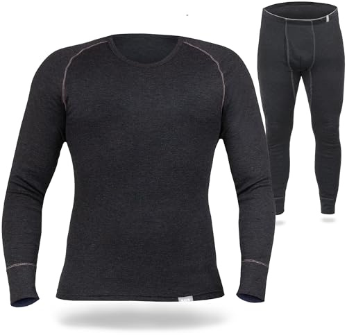 SES termounderkläder herrset i 75 % bomull och 25 % polyester/ventilerande och hållbara termiska underkläder för män/termounderkläder män vinter för värme och komfort, antracit, 3XL