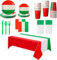 82-teiliges Party-Set Italien für 20 Personen- Teller Becher Servietten Wimpelkette XXL- italienische Partydekoration im Design der Italien Flagge