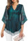 ACDAY Plus Size Tops for Women UK Ruffle 3/4 Sleeve V Neck Chiffon Blouses Ladies Summer Top Elegant Floral Tops Mesh Blouse Shirts for Women Wedding Cocktail Party Evening Top A-Green