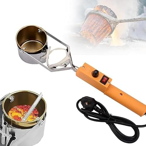 JODAIS Crisol de Plomo de Mano, crisoles de 380 W para fundir Metal, crisol eléctrico para Plomo, Ajuste de 200-450 ℃, fusión en 10 Minutos, Capacidad de 1100 g, crisol de Plomo para moldes de Peso
