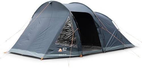 Vango Beta Tent with Darkened Bedrooms, Separate Living Area, Easy to Pitch, Tunnel, Spacious, Family Camping, Festivals, 4000mm HH (Deep Blue, 550XL (5 Person))