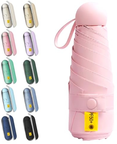 WoRuyKot Mini Parapluie Pliant, parapluie mini,Parapluie Anti Uv, Petit Parapluie De Poche Solide, Protection Contre Le Vent Et La Pluie, Parfait Pour Les Déplacements Quotidiens