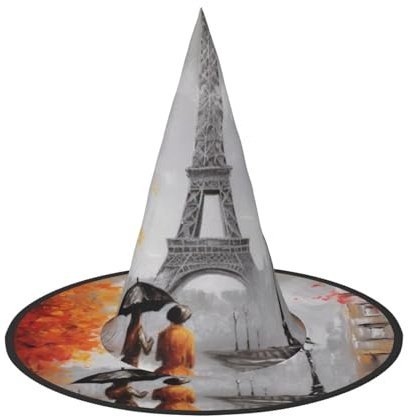 Chapeaux de sorcière d'Halloween - Tour Eiffel - Chapeau de sorcière flottant pour homme et femme - Accessoires de costume d'intérieur et d'extérieur - Décorations d'Halloween pour porche, cour