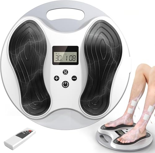 Medic Circulation Machine Blood Booster for Feet and Legs, EMS TENS Foot Massager for Pain and Circulation Electric Foot Massage Muscle Stimulator for Swollen Ankles & Neuropathy Pain with 4 Pads