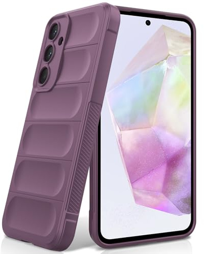 BonYonka Case Compatible with Samsung Galaxy A35, Shockproof Wave Pattern, Scratch-Resistant, Soft Microfibre Lining, All-Round Protection Protective Case with Camera Protection, Purple