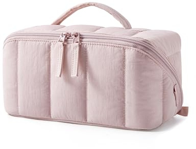 BAGSMART Trousse de maquillage de voyage pour s'allonger à plat, Rose, Fashion