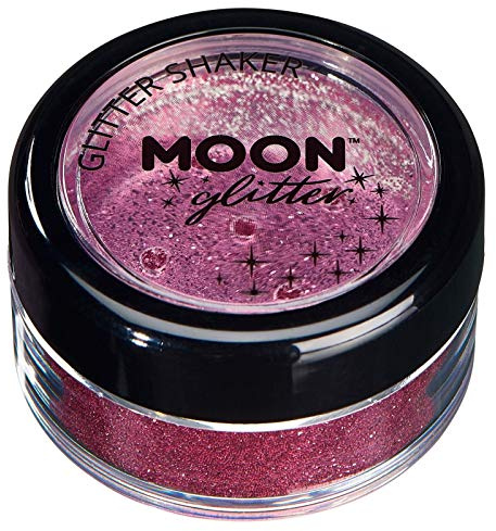 Holographische Glitzer Shaker von Moon Glitter - 100% kosmetischer Glitzer für Gesicht, Körper, Nägel, Haare und Lippen - 5gr - Rosa