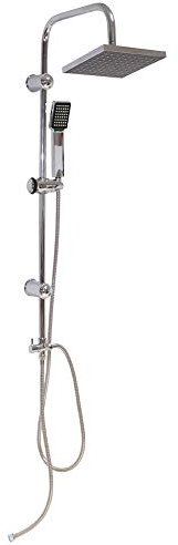 Grafner Regendusche im Set incl. Kopfbrause, Handbrause, Schlauch, Stange und Anschluss-Set Duschset Duschsystem Duschgarnitur eckig