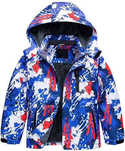 CREATMO US Boys' Waterproof Breathable Outdoor Warm Snowboard Ski Jacket Dark Blue 10/12