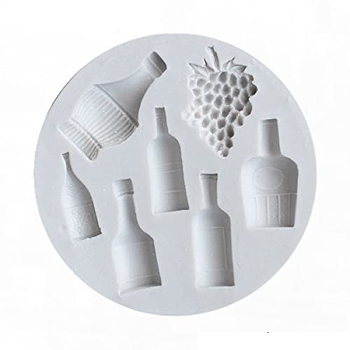 CHENRUN Moule en silicone en forme de bouteille de vin ou de champagne pour décoration de gâteaux, cupcakes, verres à vin, porte-clés, moule en silicone (gris)