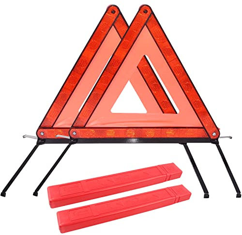 ACONDE Warndreieck Mit, Faltbarer Warndreieck Kfz, Mit Aufbewahrungsbox, Für Warnschilder, die im Falle Eines Vorübergehenden Stopps Oder Einer Fahrzeugpanne Angezeigt Werden, 2 Stück