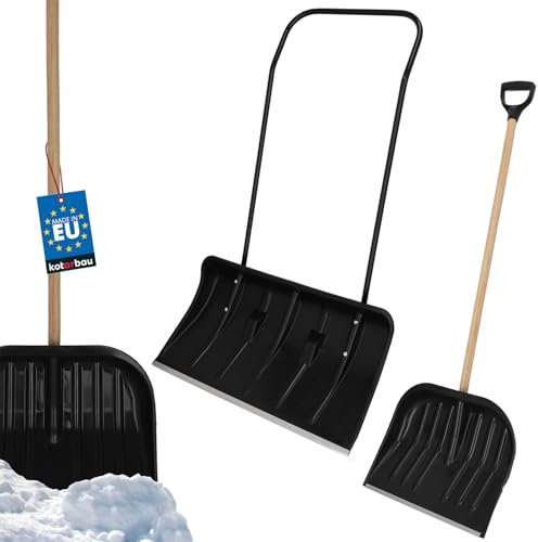 KOTARBAU® Set Pelle À Neige 80 cm avec Roues + Pelle À Neige 48 cm avec Bord Profilé en Aluminium, Pelle À Neige avec Manche en Métal, ECO