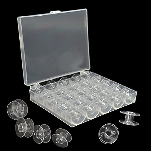 LEEWYOU Bobine per Macchina,25pcs Rocchetti in Plastica per Macchina da Cucire, con Scatola per Riporle Rocchetti per Macchina da Cucire Bobine Universali Plastica Rocchetti Bobine Universali