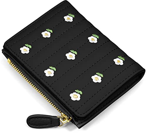 YINHEXI Portafoglio da donna con blocco RFID, piccolo, elegante, con porta carte di credito per ragazze, Nero , Twee