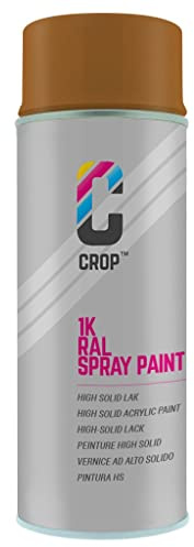 CROP Lackspray RAL 8001 Ockerbraun - Hohe Deckkraft, SCHNELLE TROCKNUNG, 100% inaltérable - Auto, Motorrad & Heimwerken - Seidenglänzend - 400 ml