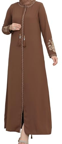 istanbul styles Abaya mit bestickten Ärmeln für Damen, langärmelig, bodenlang, türkisch-islamische Mode