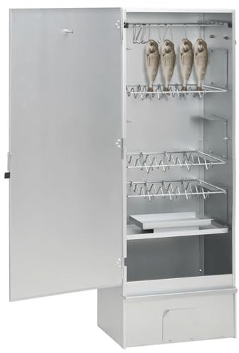 ShGaxin Räucherofen mit Holzspänen 44,5x29x110 cm Verzinkter Stahl, Smoker, Tischräucherofen, Räucherschrank, Reifeschrank, Kaltrauchgenerator, Räucherschnecke, Räucherhaken 364745