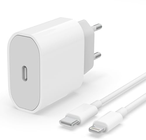 USB C snabbladdare 20 W med USB C till Lightning kabel 1 m MFi-certifierad för iPhone 14/14 Pro/14 Pro Max/14 Plus/13/12/11/SE/XS/8/iPad, USBC typ C vägguttag strömförsörjningsadapter