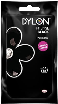 Fabric Dye Clothes Hand Wash Dye 50g Sachet Soft Furnishings and Projects Textile Permanent Color Intense Black, Navy, Grey (Intense Black, 50 Gram)