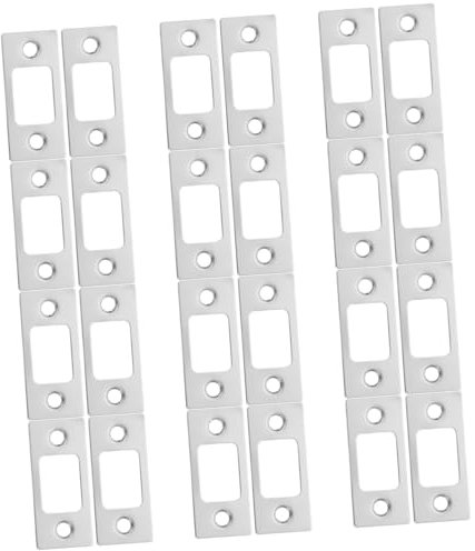 Angoily 24 Piezas placas de acero inoxidable cerraduras para puertas cerrojos para puertas placa de retención de puerta equipo mando placas de puerta refuerzo de la puerta principal Silver