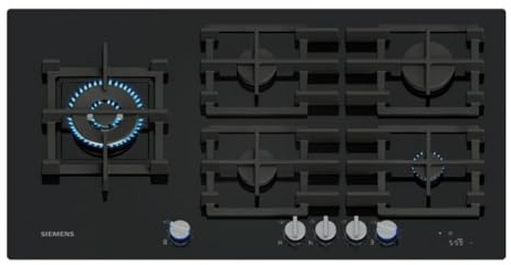Siemens iQ700 Smartes Gaskochfeld 90 cm Hartglas Schwarz ER9A6SH40