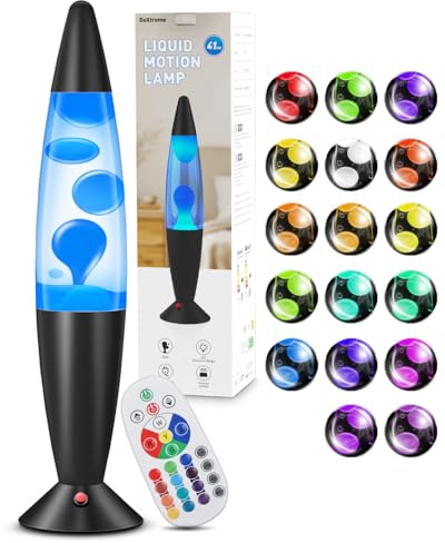 Lampe à Mouvement Liquide 17 Couleurs Changeantes, 16in Lampe Ambiance Décoratif avec Télécommande, 4 Modes, Anti-stress Relaxation, Couleur Lampe d'ambiance pour Cadeau, Salon/Noël Décorations, Noir