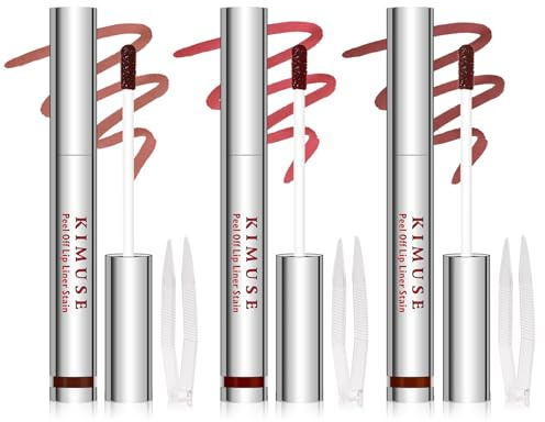 KIMUSE 3PCS Peel Off Lip Stain Set, Long Lasting, Matte Finish Liner Stain Set for All Skin Types, Waterproof Transfer-Proof & Smudge-Resistant, Vitamin E Infused, Vegan & Cruelty Free