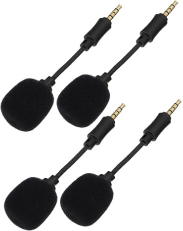 FRCOLOR Micrófono Portátil Cancelación De Ruido Negro, Mini Micrófono De Grabación Trrs para Móvil y Pc, Conexión Directa De 4 Unidades, Adecuado para Streaming y Grabación De Voz