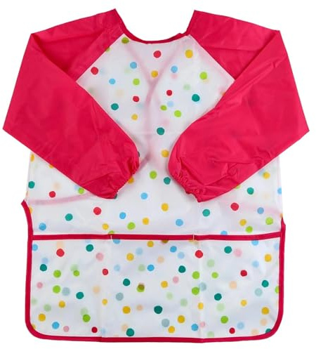 KNUIUYY Tablier Peinture Enfant 3-8 Ans, Imperméable Manches Longues Avec 3 Poches, Blouse Peinture Enfant pour Art, Bricolage et Cuisine