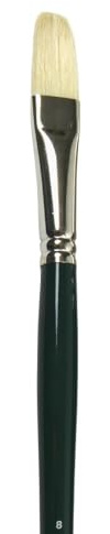 Winsor & Newton - Pinceles Winton para óleo o acrílico, pelo de cerda, mango largo, plano largo nº 8