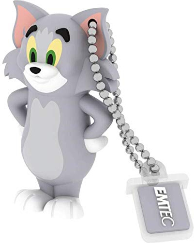 EMTEC, ECMMD16GHB102, Clé USB 16 Go Tom et Jerry, design exclusif en caoutchouc siliconé, vitesse de lecture jusqu'à 15 MB/s, embout avec chaînette, pratique et ludique - Taille : 16 Go, Multicolore