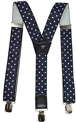 Olata Bretelle per Bambini a Forma di Y, Elastiche, Motivo a Pois (1-5 Anni), 2,5 cm. Blu Marina