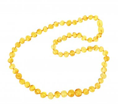 TheNaturalAmber Baltic Amber Necklace Adult – Lemon Baroque Polished Beads 45cm – Handmade Pain Relief & Succinic Acid Wellness Jewelry