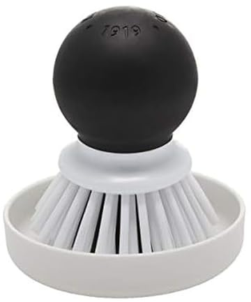 KitchenAid Palm Brush with Dish Tray to Keep Countertops Dry and Clean, Durable Nylon Bristles for Tough Cleaning, Dishwasher Safe, 2 Piece, Black