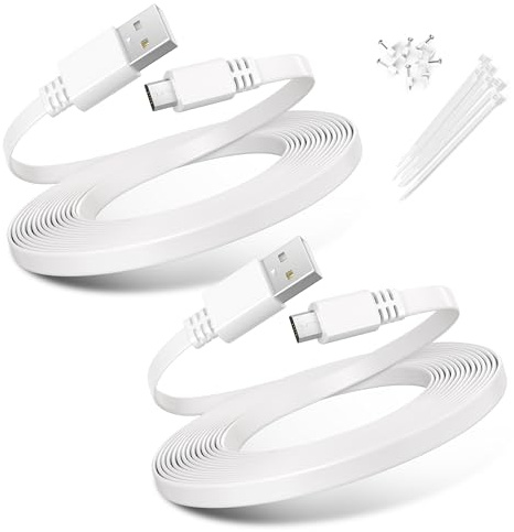 Basesailor Micro USB-kabel 6 m 2-pack,20 fot Platt Laddningskabel