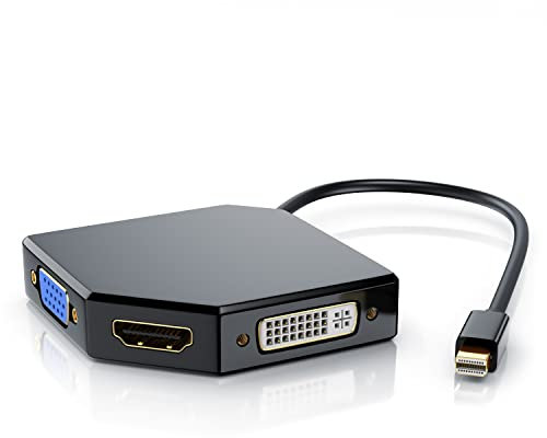 CSL-Computer 3in1 Mini DisplayPort zu HDMI VGA oder DVI Adapter Konverter - 3in1 Videoadapter - PC MAC - vergoldete Kontakte - HDTV 1080p Full HD - Hochglanz