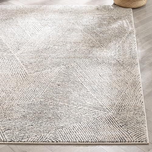 Well Woven Ezio Beige Tribal Geometric Distressed High-Lo Pile Area Rug 5x7 (5'3 x 7'3)